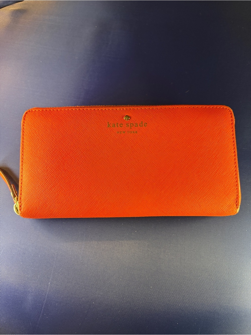 kate spade Saffiano Continental Zip-Around Wallet with Gold Logo